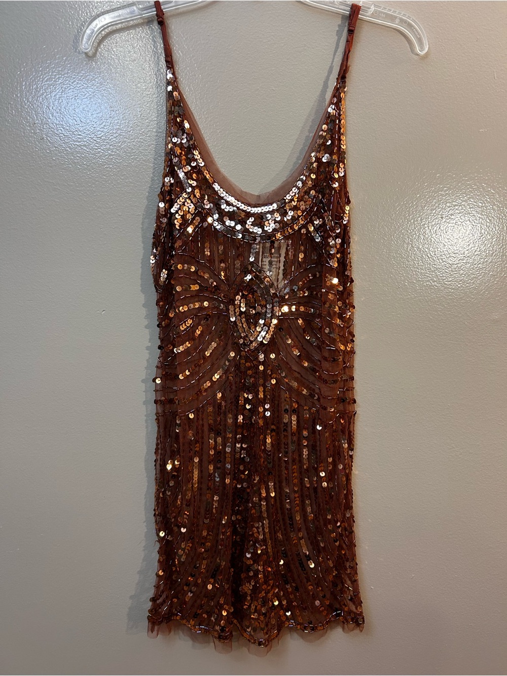 Arden B Copper Sequin Mini Dress - Picture 4 of 9